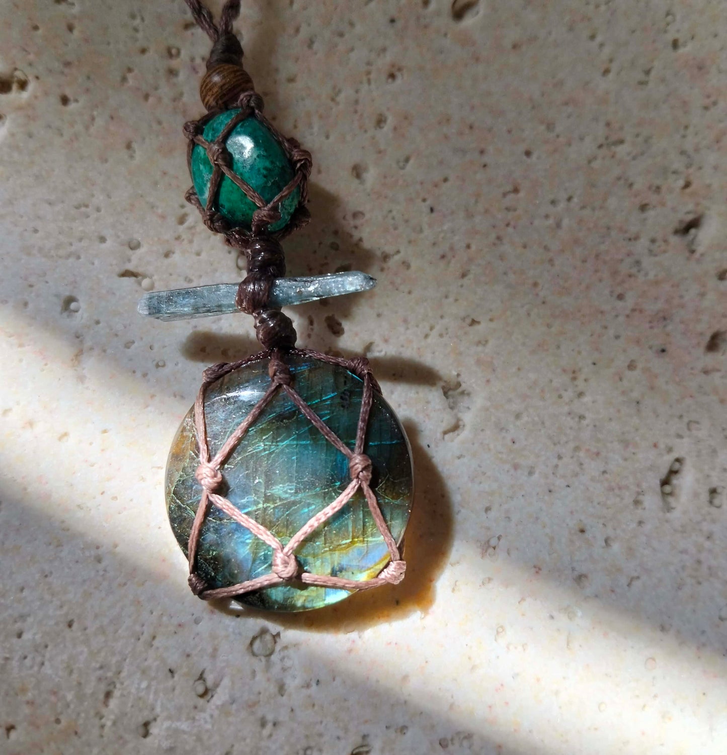 Labradorite, Kyanite and Chrysocolla Talisman Necklace