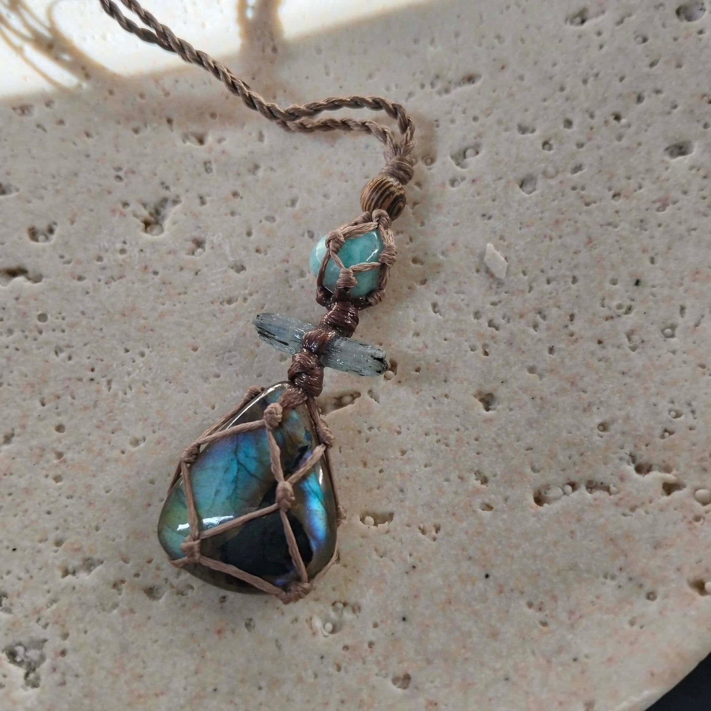 Labradorite, Kyanite and Larimar Talisman Necklace