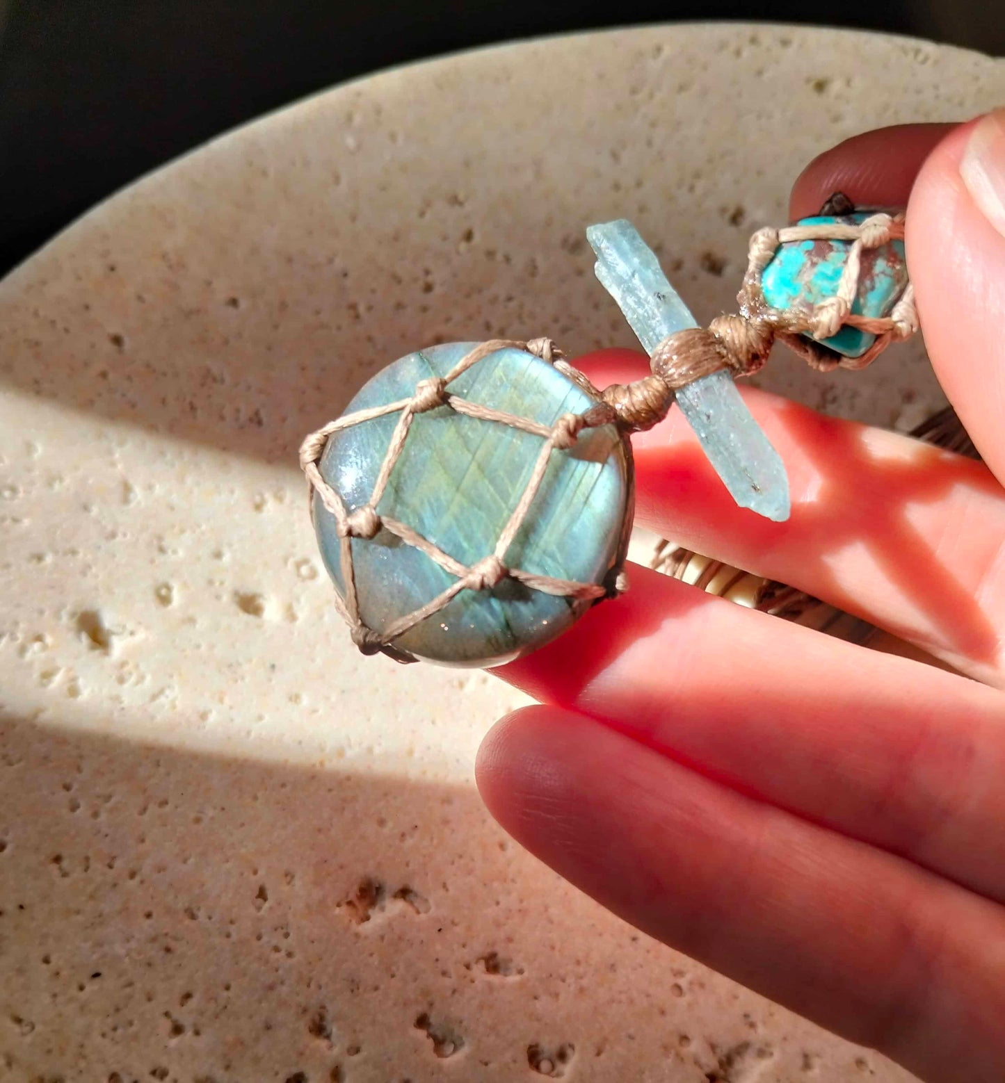 Labradorite, Kyanite and AA Turquoise Talisman Necklace