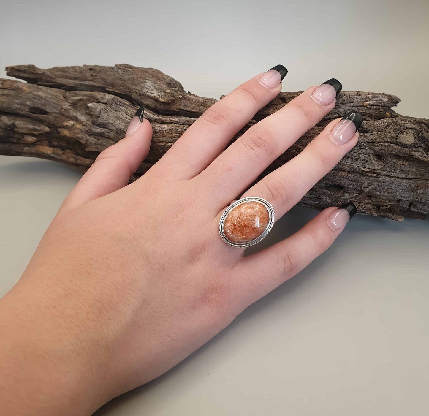 Natural Sunstone Ring Adjustable
