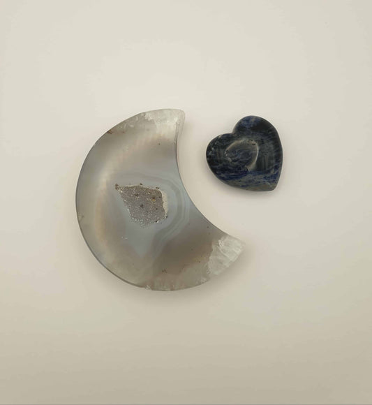 Agate Druzy Moon/ Soldalite Heart bundle