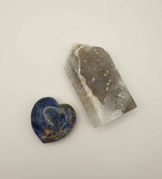 Agate Druzy Tower and Sodalite Heart bundle