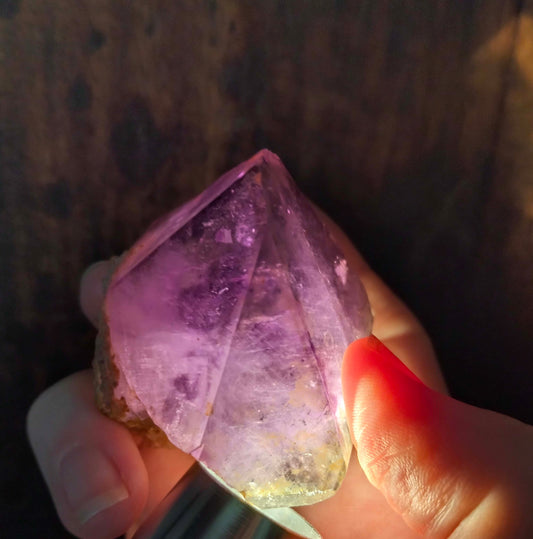 Sourced from the historic 'The Great Australian Amethyst Mine,' these hand-dug amethyst points carry a legacy dating back to the 1960s. Their rarity lies not only in the iconic location but also in the exceptional quality that is seldom found in our country. The crystals, adorned with inclusions and zoning of smoky quartz and amethyst, showcase the unique geological processes at play. Unearthed from this distinctive Australian mine, each amethyst point holds a piece of history and inherent beauty.