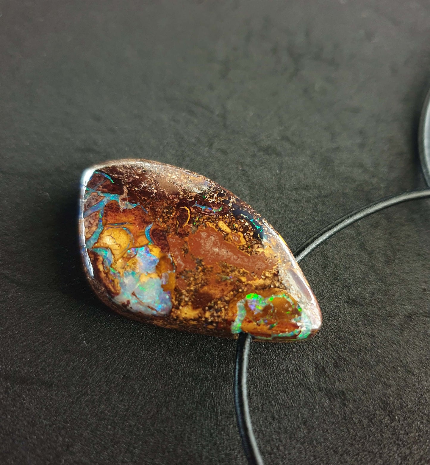 Boulder Opal Leather Necklace