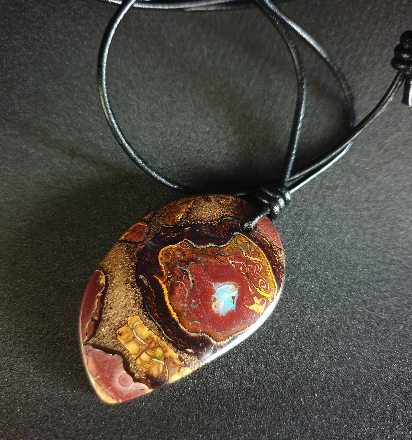 Boulder Opal Leather Necklace