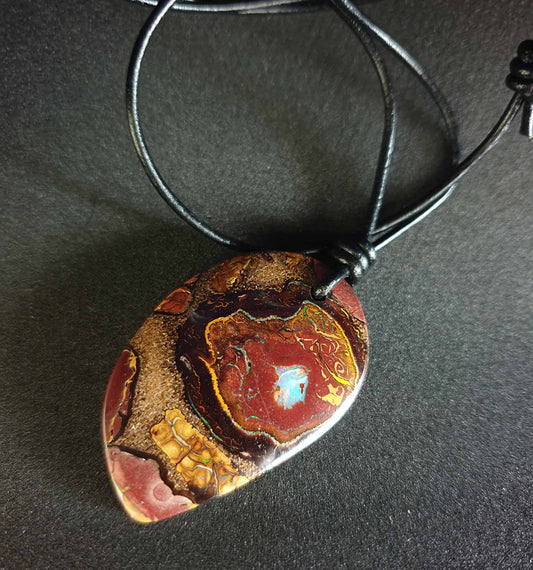 Boulder Opal Leather Necklace