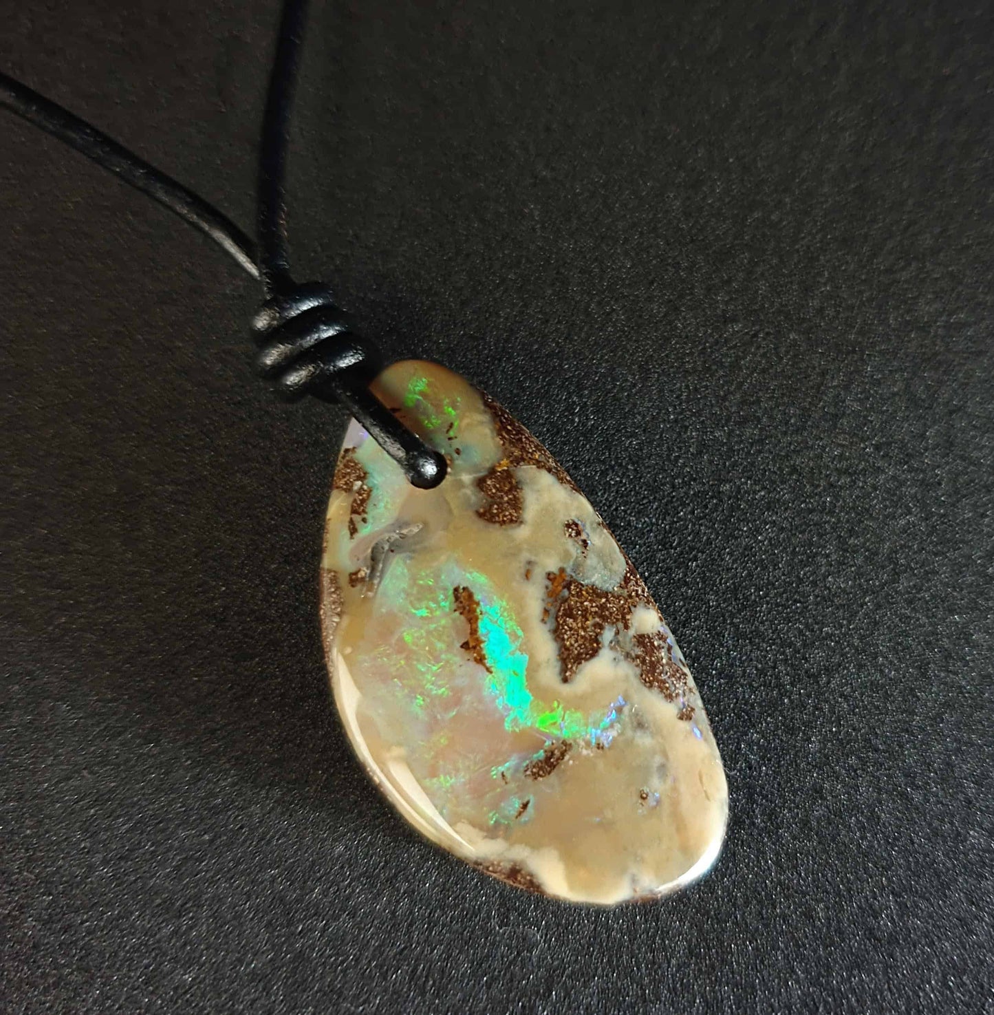 Boulder Opal Leather Necklace