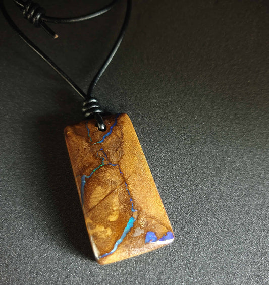 Boulder Opal Leather Necklace