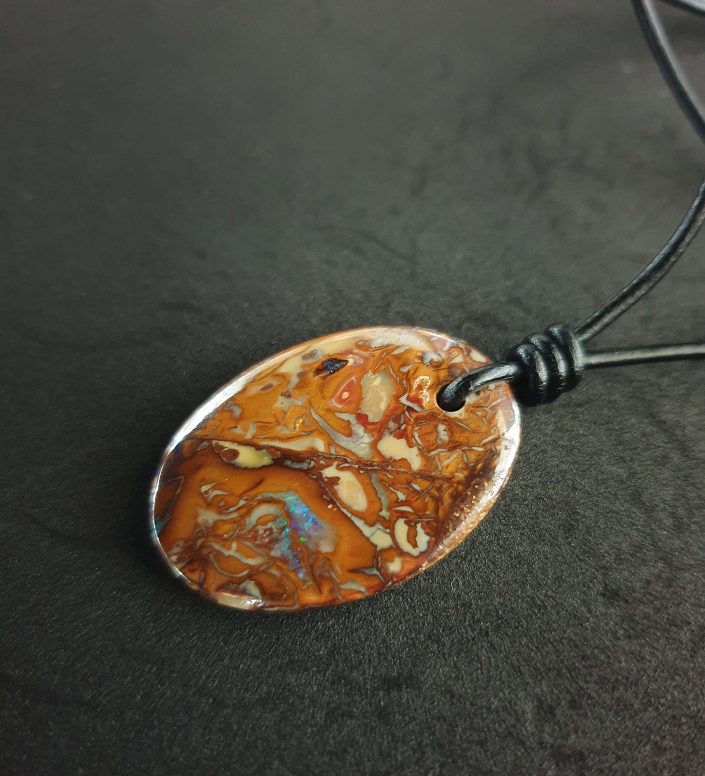 Boulder Opal Leather Necklace