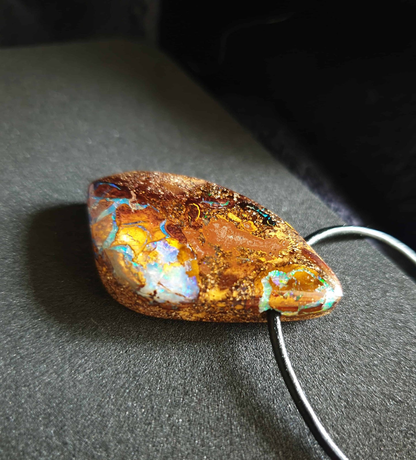 Boulder Opal Leather Necklace