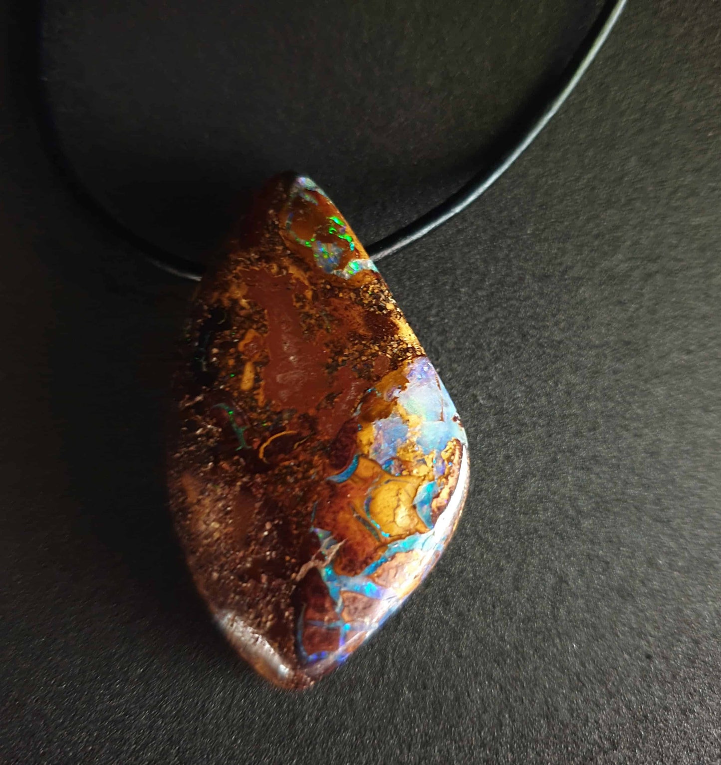 Boulder Opal Leather Necklace