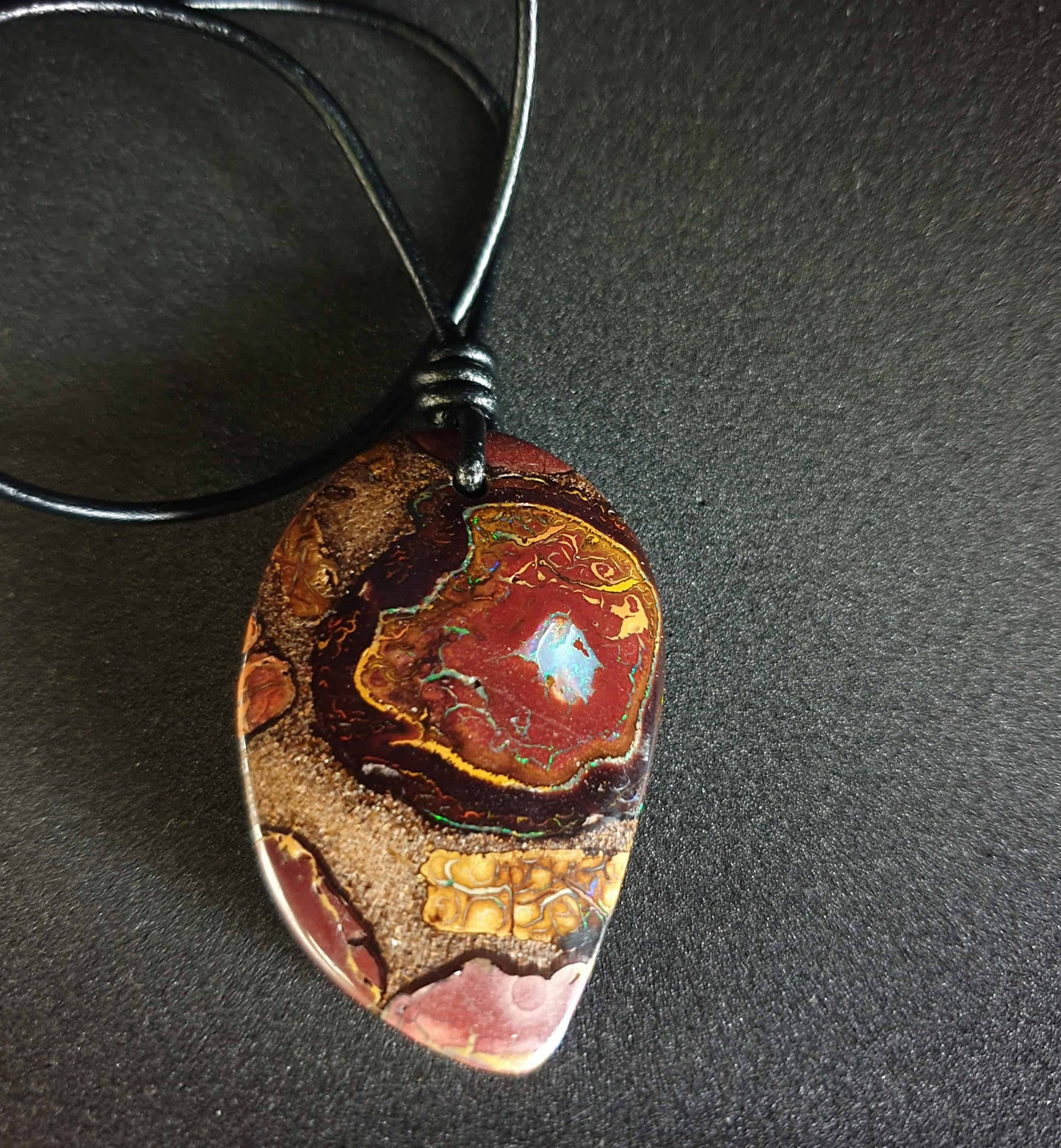 Boulder Opal Leather Necklace