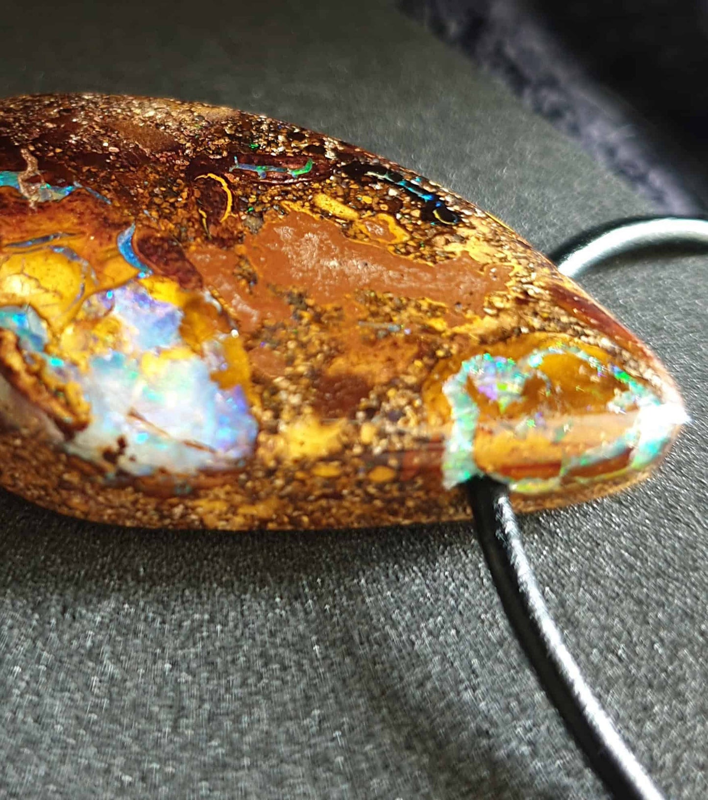 Boulder Opal Leather Necklace