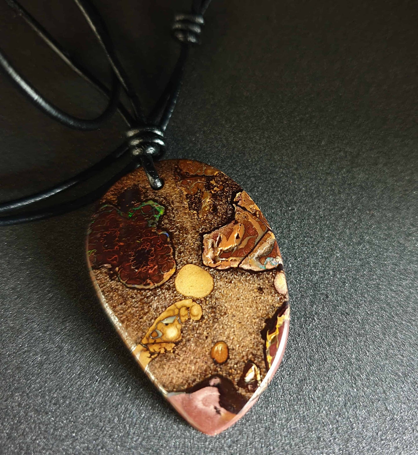 Boulder Opal Leather Necklace