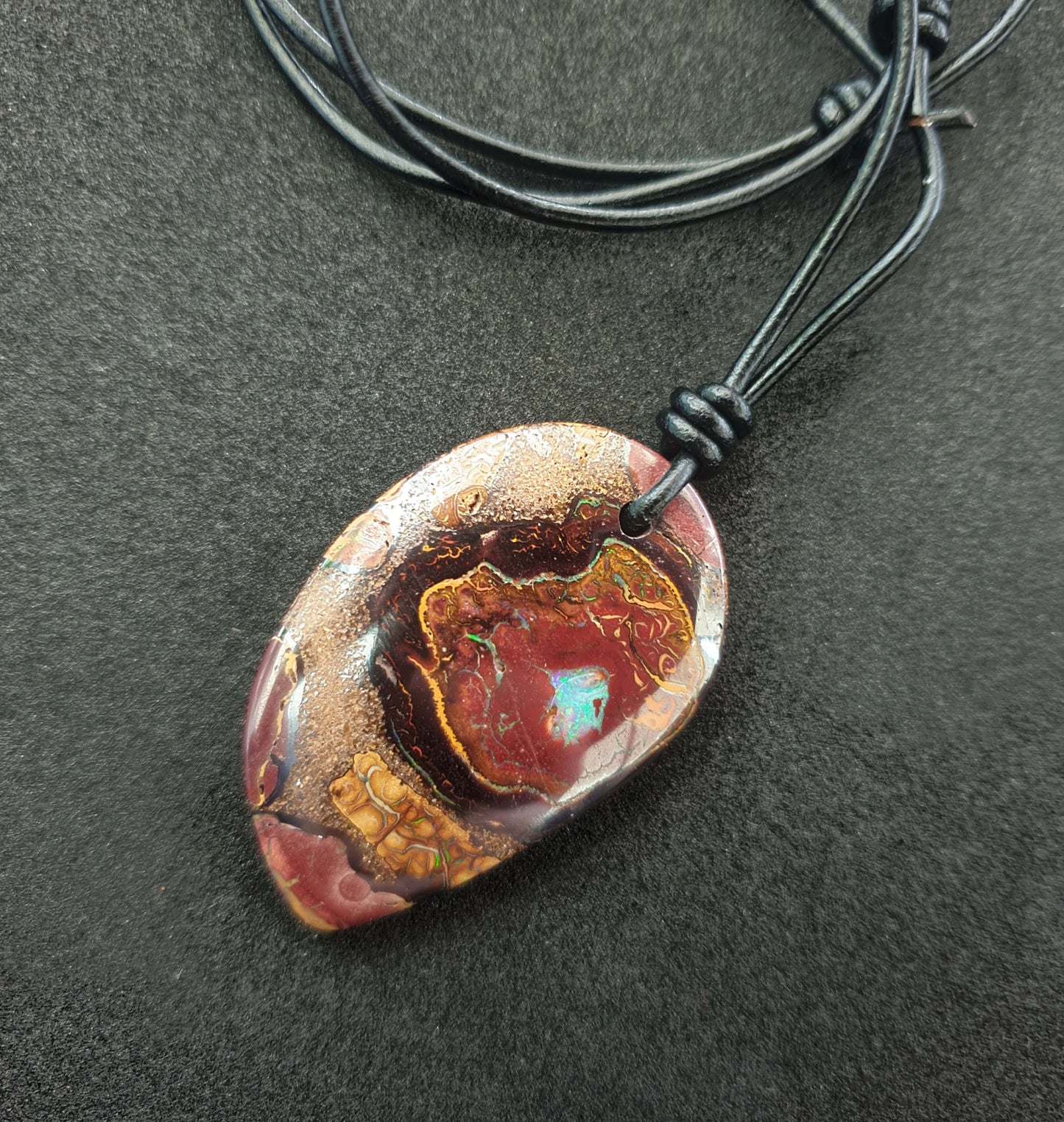 Boulder Opal Leather Necklace