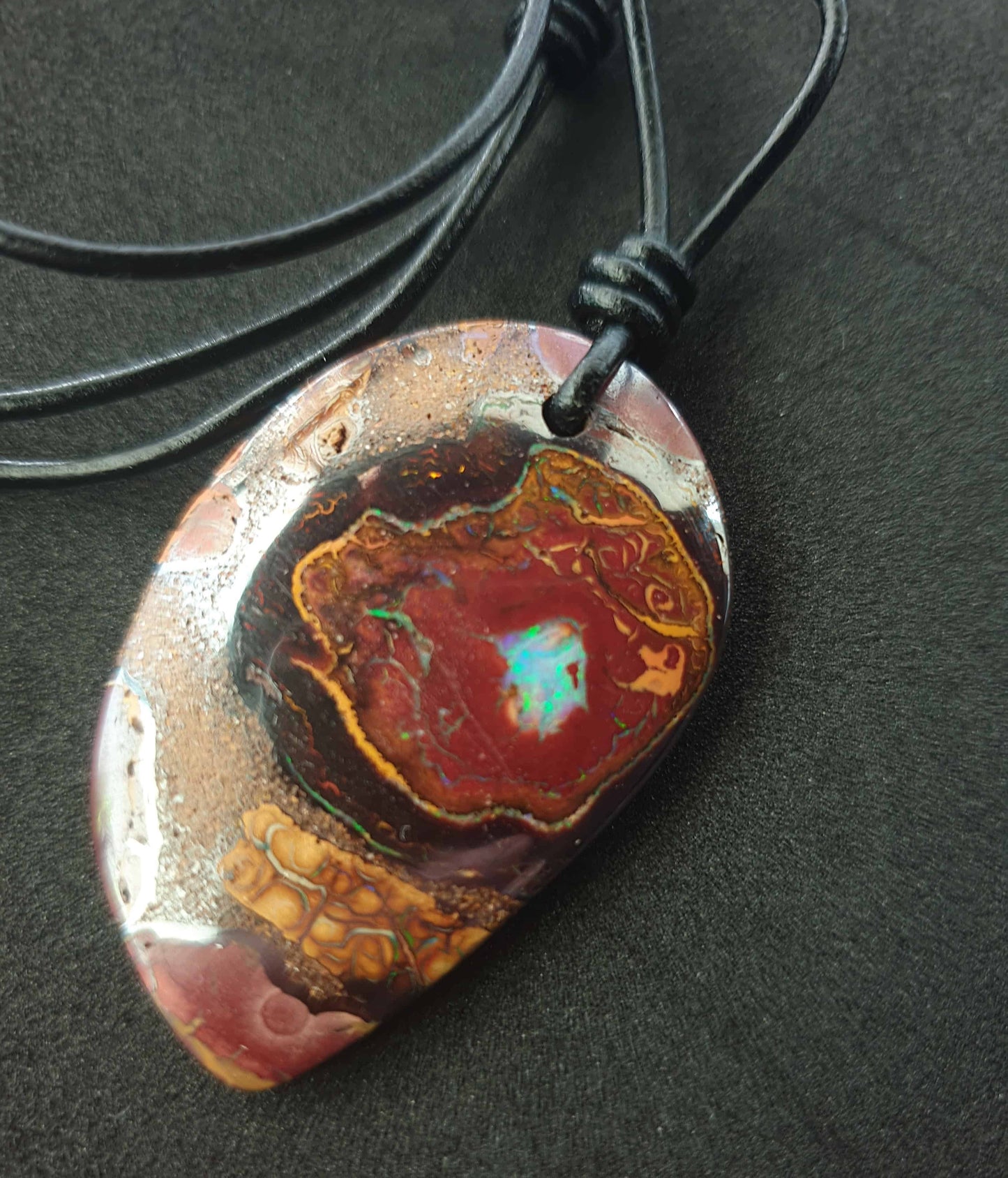 Boulder Opal Leather Necklace