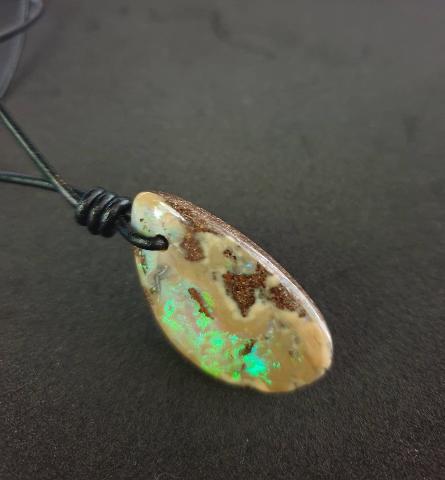 Boulder Opal Leather Necklace