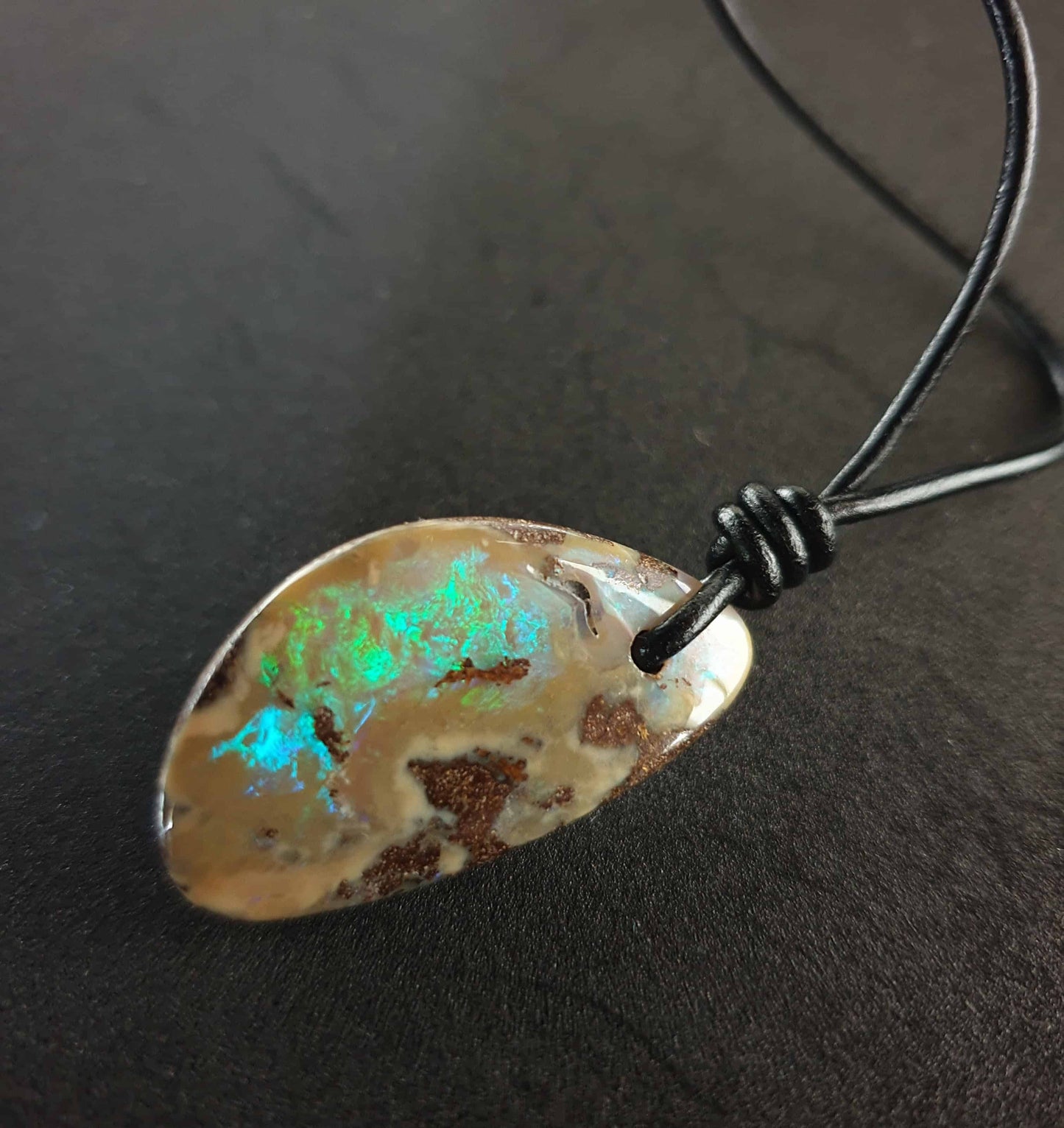 Boulder Opal Leather Necklace