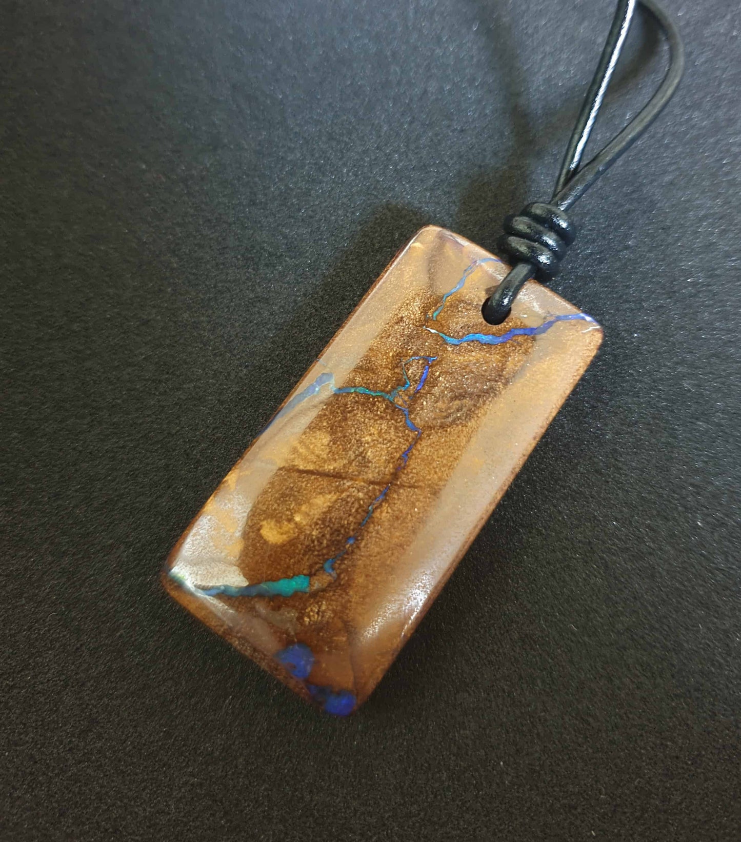 Boulder Opal Leather Necklace