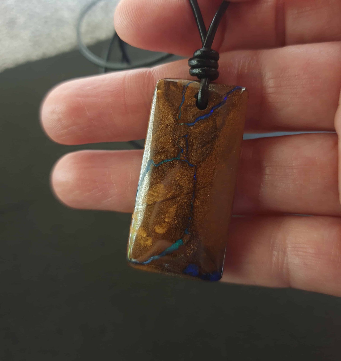 Boulder Opal Leather Necklace