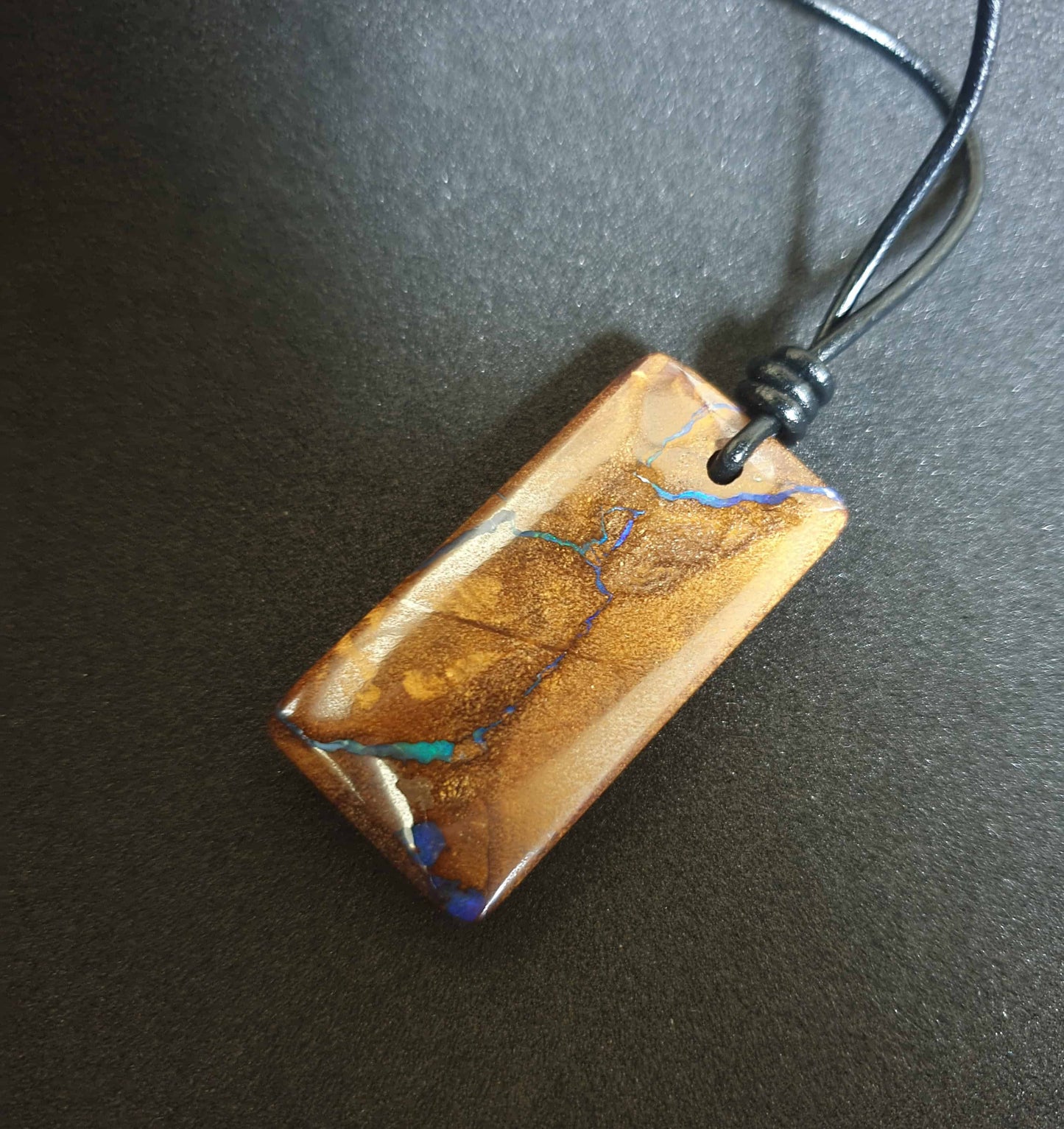 Boulder Opal Leather Necklace