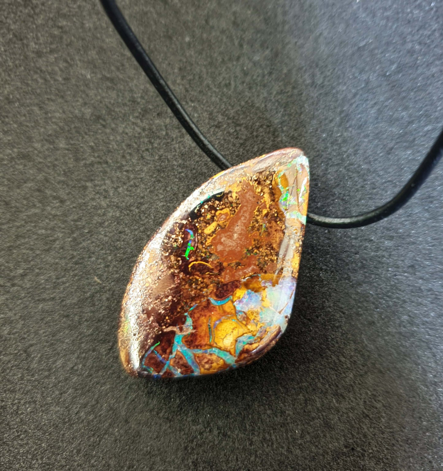 Boulder Opal Leather Necklace