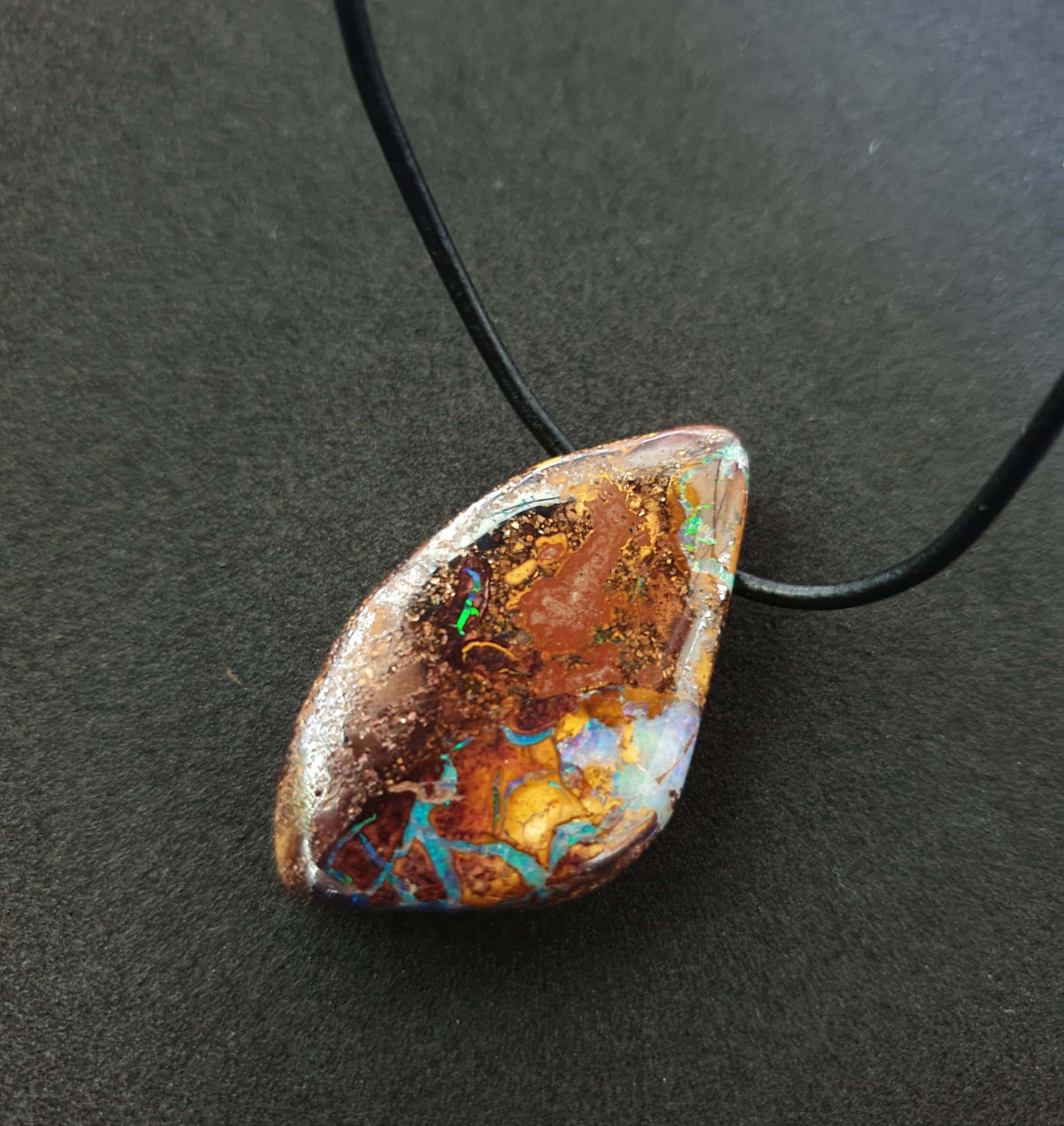 Boulder Opal Leather Necklace