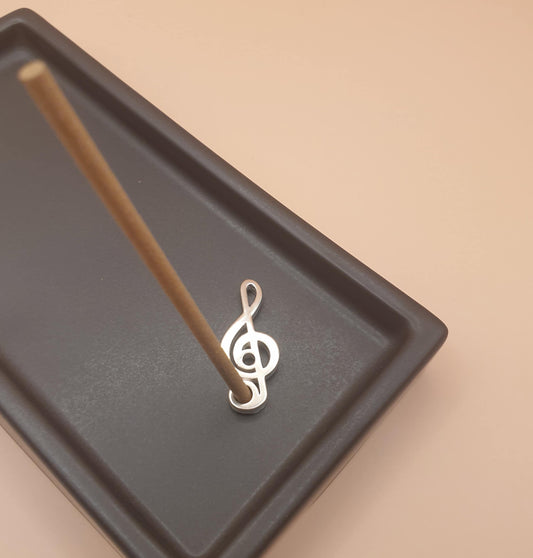 G Clef Silver Incense Holder