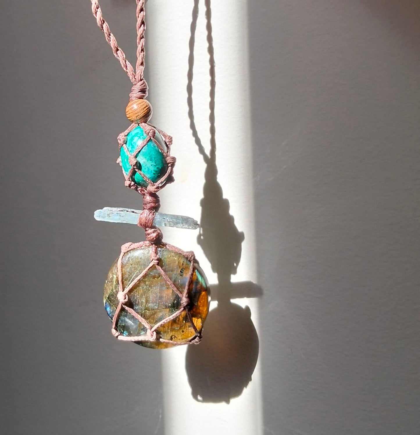 Labradorite, Kyanite and Chrysocolla Talisman Necklace