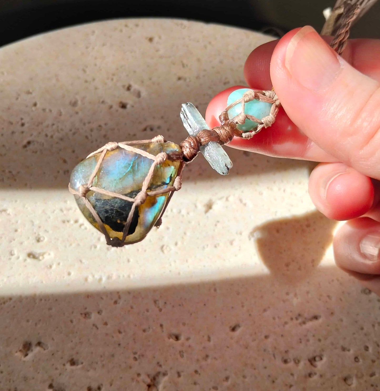 Labradorite, Kyanite and Larimar Talisman Necklace