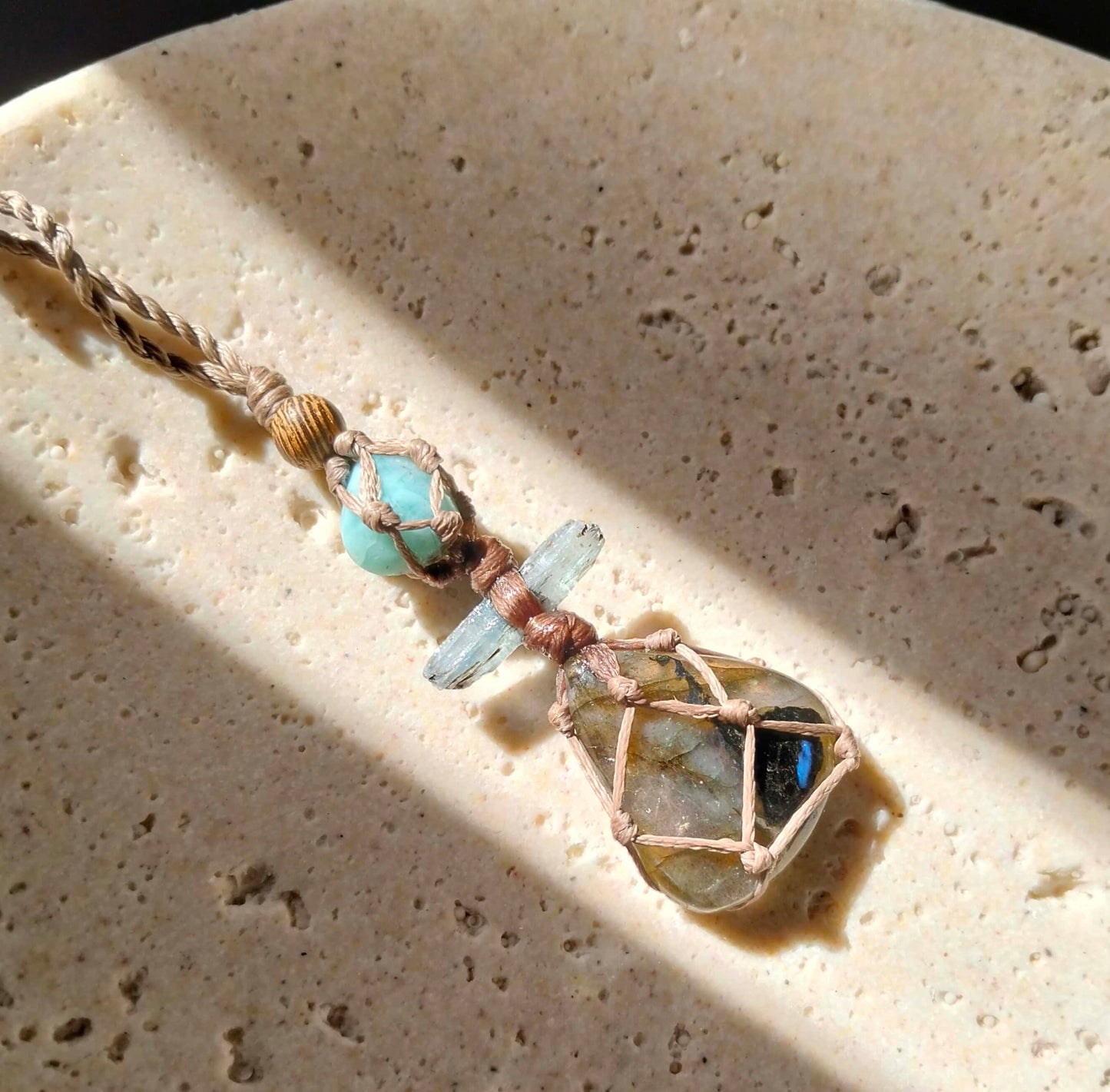 Labradorite, Kyanite and Larimar Talisman Necklace