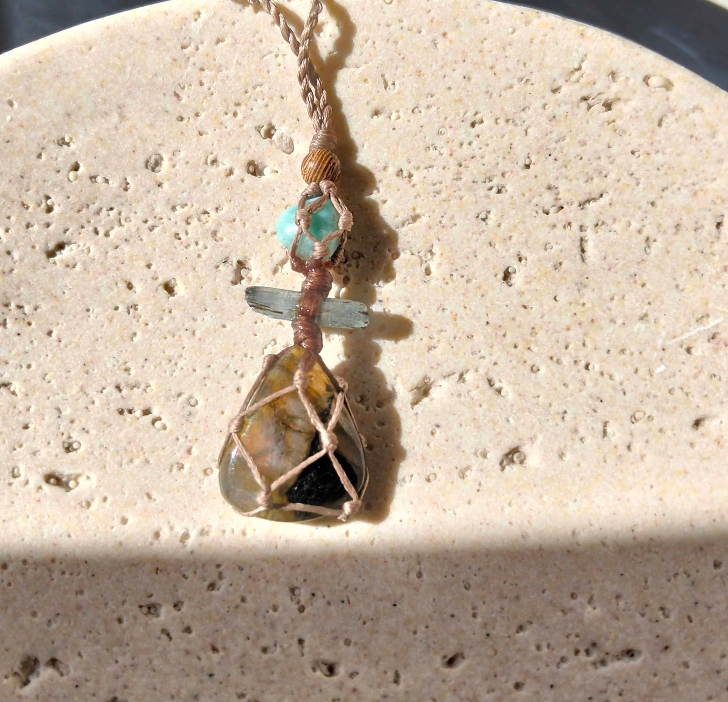 Labradorite, Kyanite and Larimar Talisman Necklace