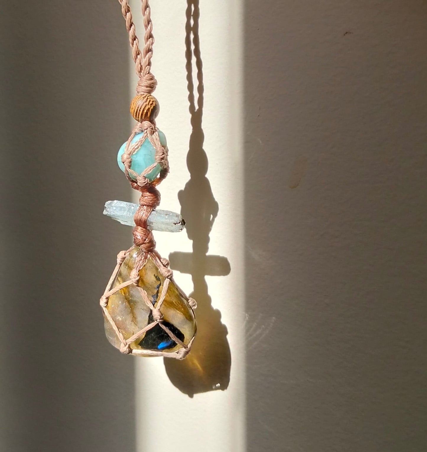 Labradorite, Kyanite and Larimar Talisman Necklace