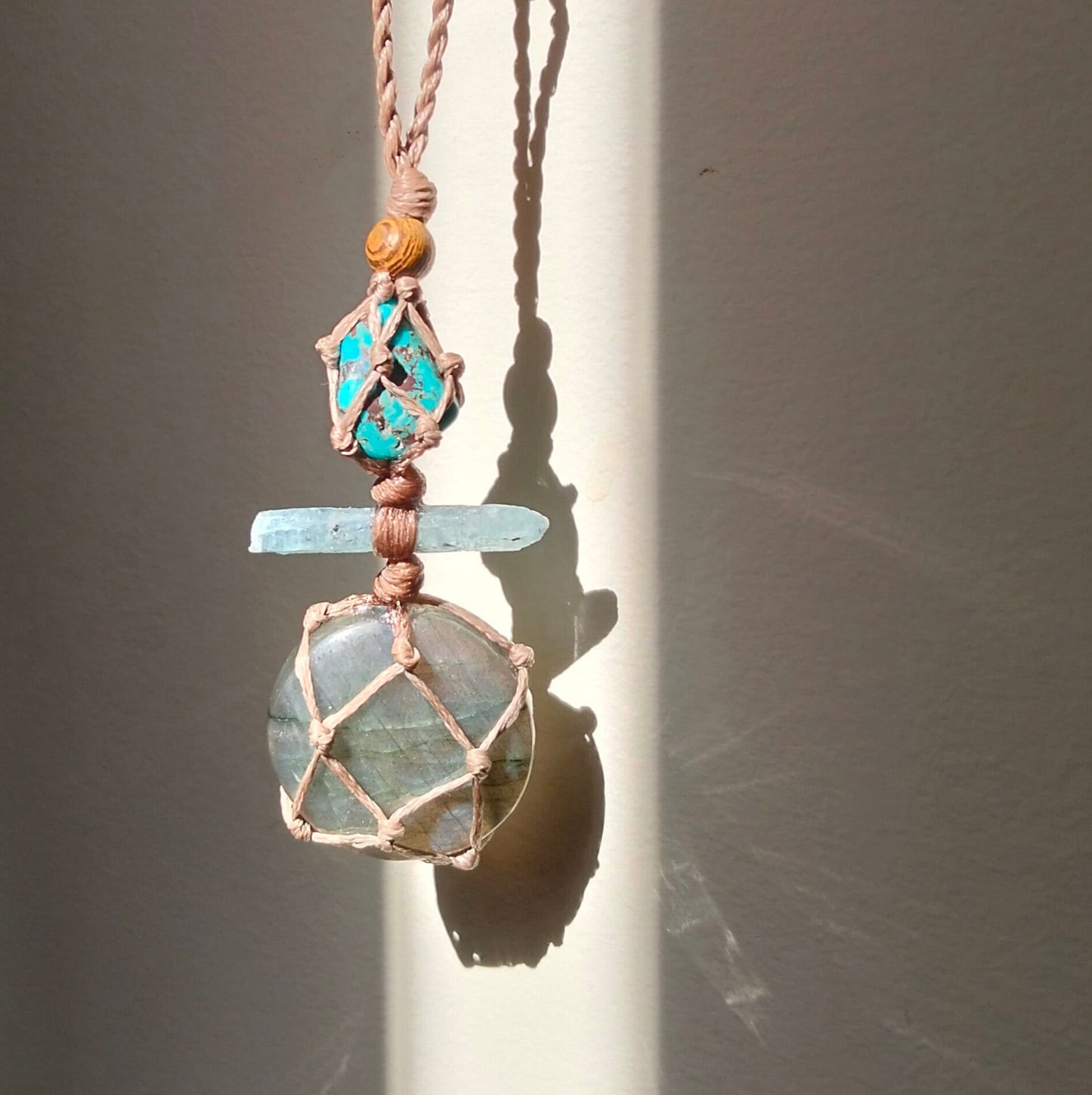 Labradorite, Kyanite and AA Turquoise Talisman Necklace