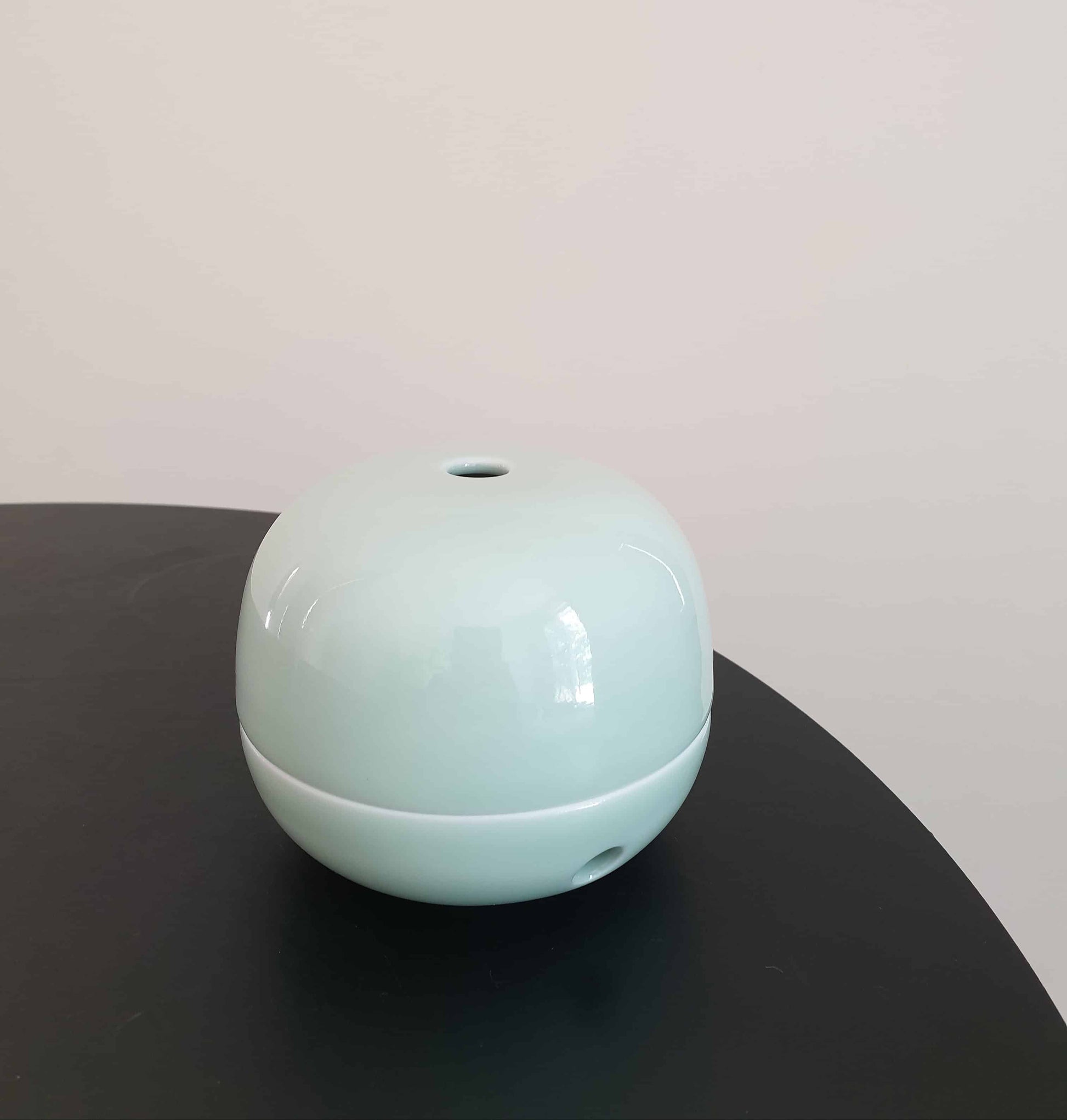 Shoyeido's lustrous Seiji Incense burner  in light green is handcrafted in Japan by skilled artisans.