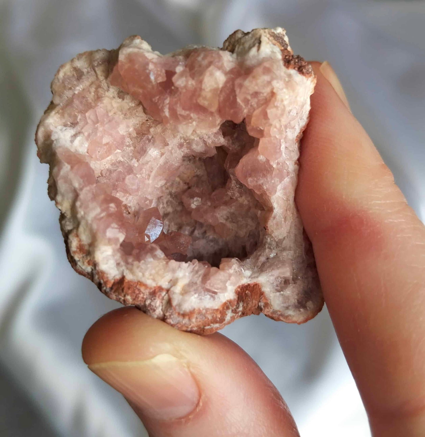 pink patagonian amethyst geode crystal