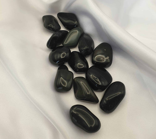 Rainbow Obsidian is said to be one of the more gentler of the obsidians but still with very strong protective properties. It can help to cut chords of old love, gently releasing the hooks that others have in the heart and helping to replenish heart energy. As it is another black stone, it can be a great absorber of negative energy. 