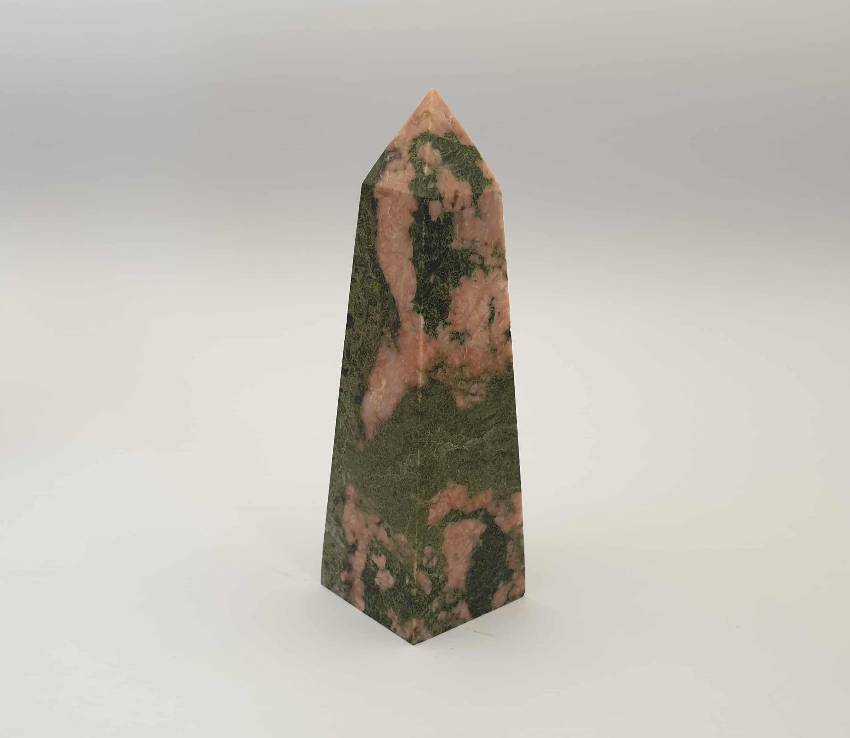 Rhodonite & Green Epidote Obelisk – Oliver's Stone
